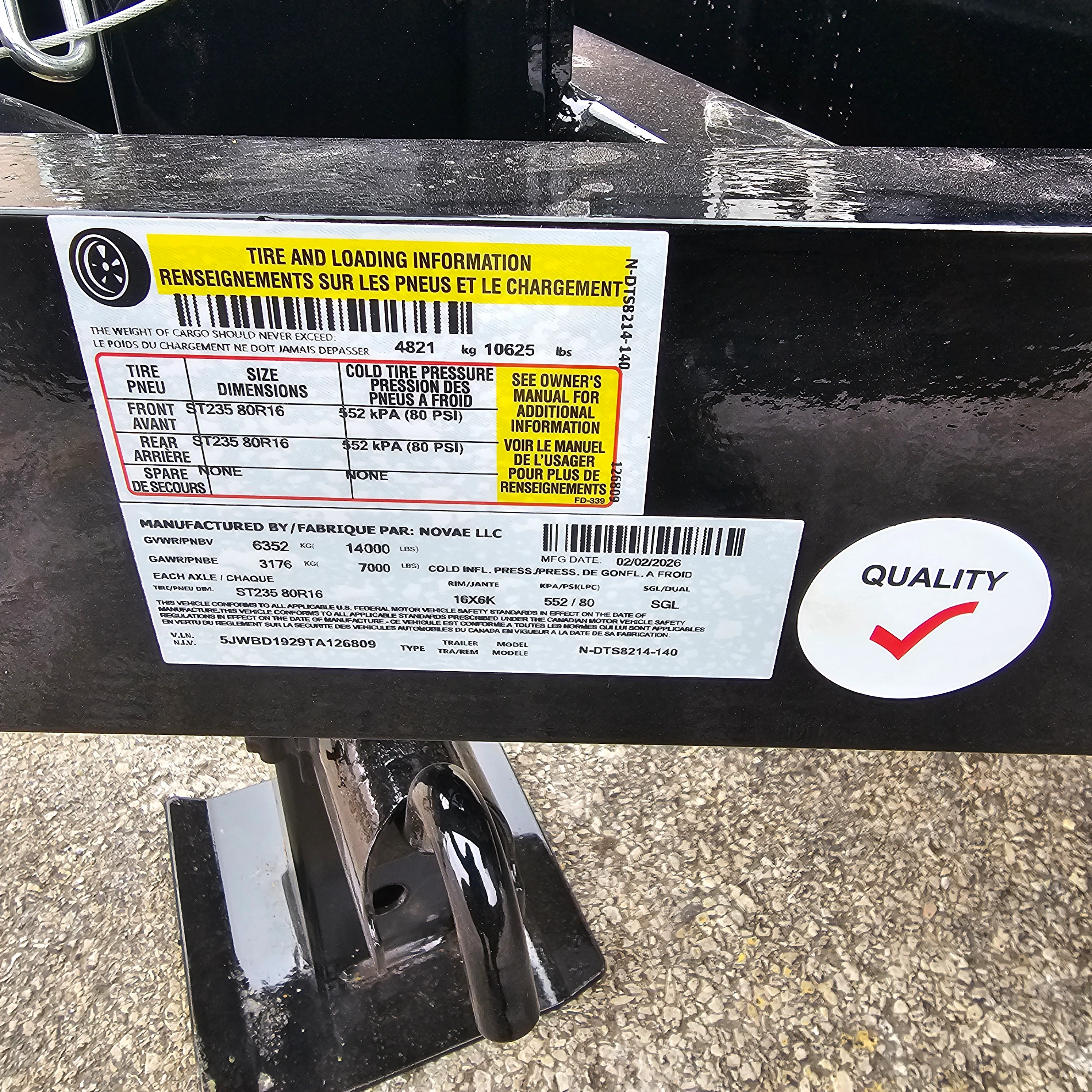 Midsota Nova NDT8214-BP-154 14 FT. Dump Bed Trailer - Image 10